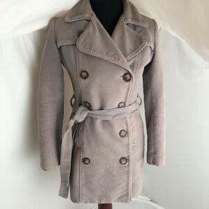 Francois Beauregard belted gray double breasted pea coat S